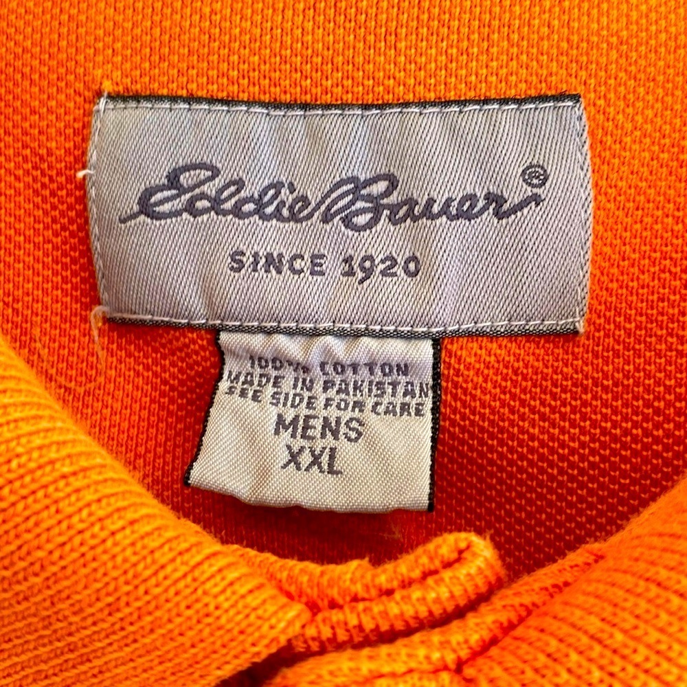 VINTAGE EDDIE BAUER MEN’S ORANGE SHORT SLEEVE 100% COTTON POLO SHIRT XXL… - Picture 2 of 10